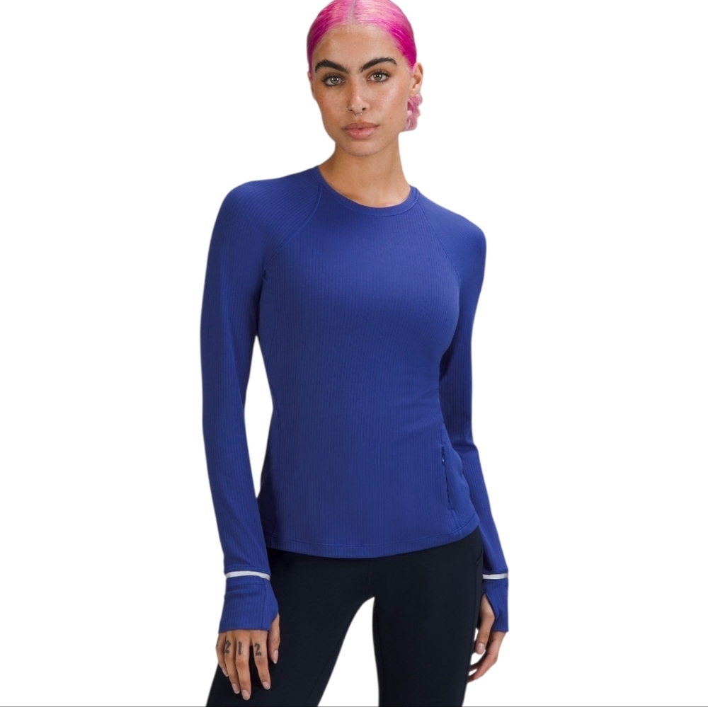 Lululemon It's Rulu Ribbed Long-Sleeve Running Shirt Psychic Blue